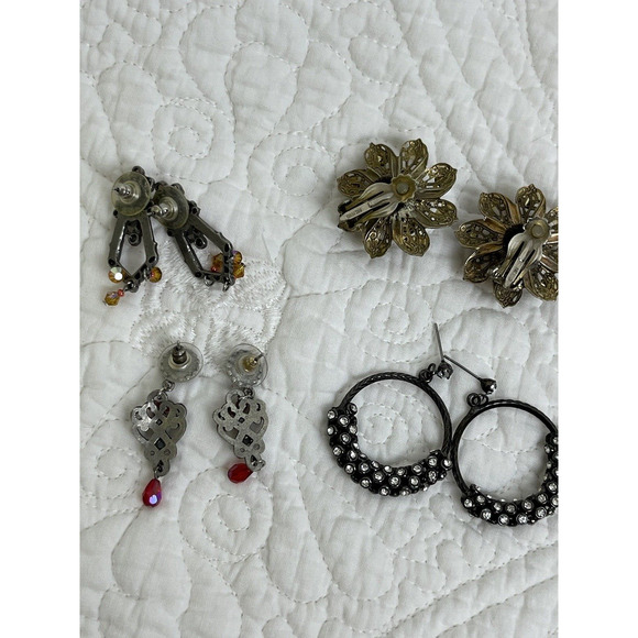 Women's Costume Jewelry Earrings Rhinestone Beaded and Hoops - Picture 6 of 10